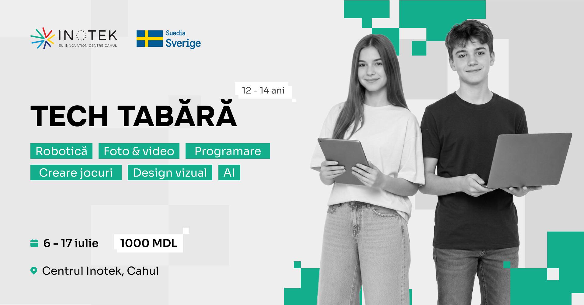 TECH TABĂRĂ: Intră în culisele tehnologiei: robotică, foto-video, programare, creare jocuri, design vizual și AI