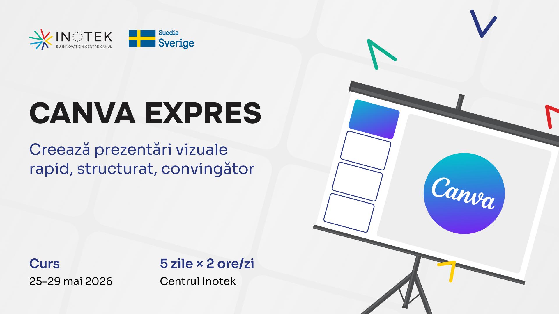  CANVA EXPRES: Creează prezentări vizuale rapid, structurat și convingător – în doar 5 zile! 
